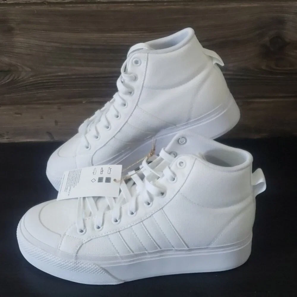 New Adidas Bravada Mid Womens White Platform Shoes Size 8 Skater‎ Streetwear